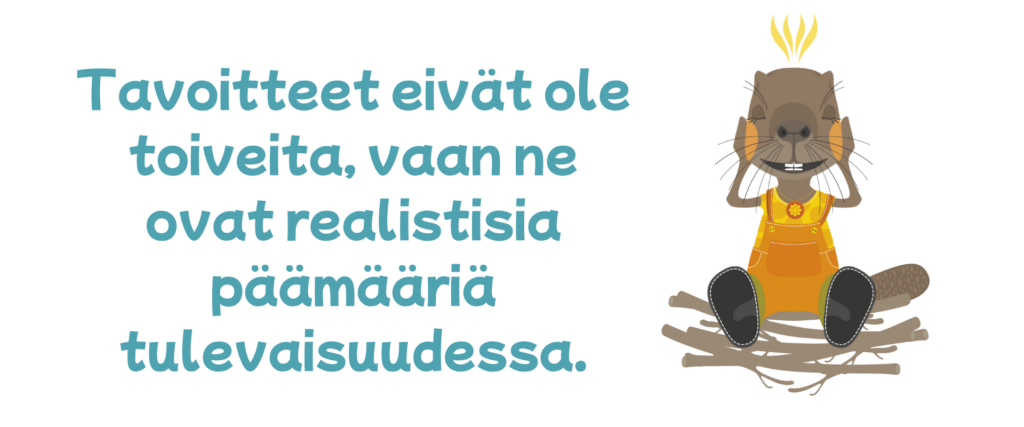 Tavoitteet eivät ole toiveita, vaan ne ovat realistisia päämääriä tulevaisuudessa.